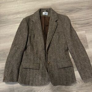 Coatree Vintage Women’s Size 12 Herringbone Brown Wool 2-button Blazer